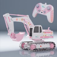 Alloy excavator track remote control car 2 girl heart pink romantic toy pink toys excavator
