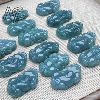 5pc Burmese Emerald Jade Blue Water Money Pixiu Pendant DIY Earrings Jadeite Amulets Fashion Natural Jewelry Gifts for Men Women