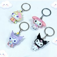 My Melody Kuromi With Baku Keychain Toy Hello Kitty Pochacco Devil Kuromi Pocket Pop Keychain Collectible Model Toys