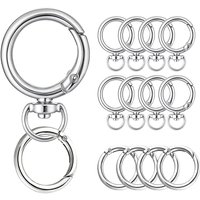 8-piece keychain set with metal key ring, carabiner clip & spring hook. Great for handbag keys, lanyards, leather DIY crafts.