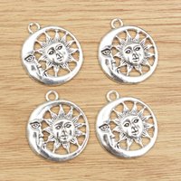15pcs 28x25mm Antique Silver Plated Moon Sun Charms Pendant DIY Jewelry Findings for Bracelet Necklace Accessories
