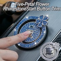 Bling Rhinestone Car Start Button Cover Universal Push-to-Start Engine Ignition Protector Decorative Interior Accessory