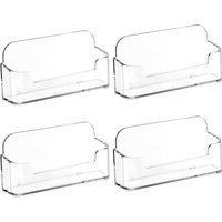 4pcs desktop acrylic business card holder, transparent plastic business card display stand, can hold 30-50 business cards
