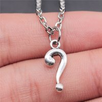 Antique Silver Color 18x8mm Question Mark Pendant Necklace For Women