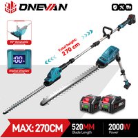 ONEVAN 20-Zoll Elektrische Hochastschere Kabellose Teleskop-Heckenschere Gartenwerkzeug für Makita 18V Akku