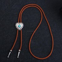 Elegant Bolo Tie with Heart Pendant Carved Necktie Western Necklace Cool Bolo Tie Western Cowboy Costume
