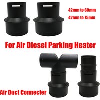 42to60mm 42to75mm Converter + T or Flat Connector Diesel Heater Air Duct Ducting Black For Car Truck VAN Camper