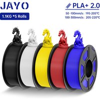 JAYO PLA + Filament-Upgrade 2.0 5 Rollen PLA plus 3D-Drucker-Filament-Zähigkeit 3D-Druckmaterial für FDM, kein Verknoten