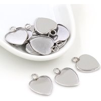20pcs 12mm Heart Inner Size Stainless Steel Material Simple Style Cabochon Base Cameo Setting Charms Pendant Tray (T7-41)