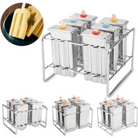 6 Cavities Ice Cream Mold Reusable Popsicle Mold Ice Pop Mold Maker Durable Stainless Steel Ice Cube Tray 4-Type DIY Summer Tool