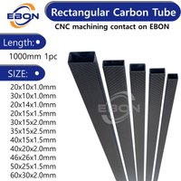 1Pcs Rectangle 3K Full Carbon Fiber Square Tube Twill Matte High Strength Pipe Length 1000mm OD 10mm 15mm 20mm 30mm 40mm 60mm