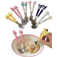 2pcs/set Stainless Steel Fork And Spoon Set, Hello Kitty Cartoon Cute Portable Reusable Tableware, Home And Outdoor supplies