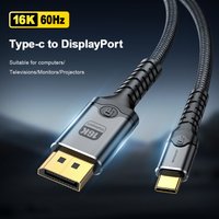8K/16K USB C to DisplayPort Cable 2M Thunderbolt 4/3 Type C to DP Braid Cable Display Port Video Adapter for MacBook Pro Air M1