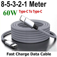 60W Type C To USB-C fast charging Cable USB C To Type C Extension 1m 2m 3m 5m 8 Meter Cord for iPhone 17 Xiaomi Samsung Huawei