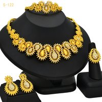 ANIID Nigerian Gold Color Jewelry Set For Women Indian Round Necklace Earring African 24K Gold Plated Jewellery Dubai Gifts