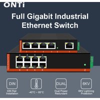 ONTi-Industrial Ethernet Switch, 5/8 Port, Full Gigabit, 10/100/1000M,-40 to 85 °C, DIN-Rail, IP40, 6KV Lightning Protection