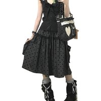 2000 Aesthetic Gray Design Polka Dot Skirt Women New American Retro Cute Skirts Female A-line Hottie Lace Korean Popular Clothes