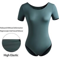 Women Basic Classics Short Sleeve Ballet Dance Leotards for Adult Team Dance Gymnastics Tops with Soft and Skin Friendly