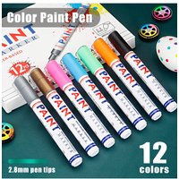 12 Colors Painting Pen 2.8mm Waterproof Permanent Graffiti Touch Up Tyre Marker Auto Rubber Tire Tread Mark Pen for Cars Metal