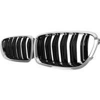 Durable-Car Chrome+Glossy Black Dual Slats Front Kidney Grille Grill For-BMW F10/ F11 M5 535I 550I 528I 4-Door 2010-2017