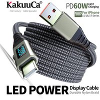 60W USB A to USB C Fast Charging Cable Type c Data Cable for iPhone 17 16 15 Android Phones Tablets Laptops