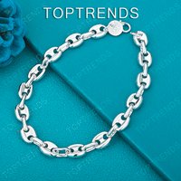 Cute 925 Sterling Silver Pig Nose Bracelet Fashion Trend Jewelry For Men Women Party Anniversary Gift Accessories 8 inches