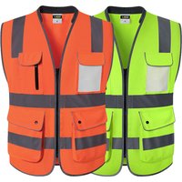 Road Work Vest for Man With Pockets Hi Vis Vest Outdoor Construction Protective Workwear Work Wear Vest