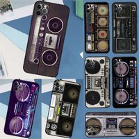 Retro Black Boombox Case For iPhone 17 Air 13 16 15 11 12 14 Pro Max 13 mini XR 15 16 Plus 16e Back Cover Shell