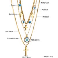 Colliers classiques avec pendentif croix pour femmes et filles, en acier inoxydable plaqué or, chaîne O, bijoux cadeaux