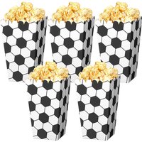 6/18Pcs Football Popcorn Boxes Soccer Party Favor Treat Box for Sport Theme for Kids Football Birthday on Movie Night Supplies