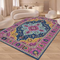 Washable Area Rugs for Living Room Bedroom Dining Room Kitchen Floor Mat Non-Slip Rugs Indoor Machine Washable Vintage Carpet