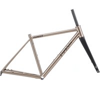 AliExpress NONE 700C Cr-Mo Steel Road Bike Frame With T700 Carbon Fiber Front Fork Through Shaft Internal Cable Routing Design Bicycle Frameset
