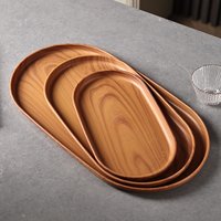 3pcs Large Tray Set, Snack Plate, Tea Cup Plate, Faux Wood Grain and Modern Style Design, Stackable, Reusable Plastic Trays