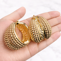 Luxury Dubai 24K Gold Hoop Earrings Women's Jewelry Large Drop Earrings Nigeria Wedding Bridal Earrings Jewelry Wholesale Party