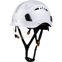 CE Safety Helmet With Built-in Goggles Reflective Stickers Adjustable Breathable Holes Construction Work Hat Climbing ABS Hard H