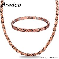 ARADOO Pure Copper Magnetic Bracelet Necklace Set with 3500 Gauss Magnets Jewelry Gifts