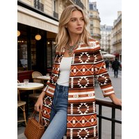 Printed Design Casual style boho totem pattern women's casual jacket