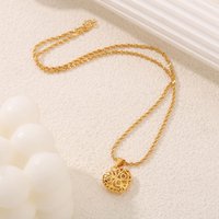 Fashion Simple Gold Color Heart Pendant Necklace for Girl Ladies Personality Trend Party Daily Wear Jewelry Accessories