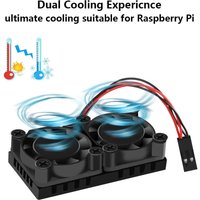 For Raspberry Pi 4 Cooling Fan Kit Dual Fans with Thermal Conductive Adhesive Tape and Heat Sink for Raspberry Pi 4,3 B+ 2