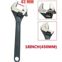 18-Inch Adjustable Wrench Large Steel Wide Mouth Pipe Spanner Jaw 42MM Professional Mechanical Workshop Hand Repair Tools