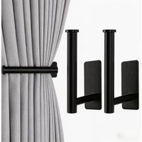 2pcs Set of No-Drill Curtain Tiebacks Hooks, Nordic Style White No-Nail Curtain Fixers, Home Seamless Wall Adhesive Hooks,