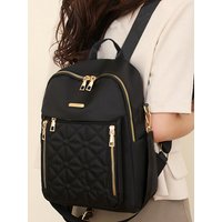 Elegant Embossed Pattern Women’s Rucksack, Padded Strap Anti-theft Backpack Suitable for School and Short Trips
