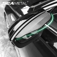 SEAMETAL 2pcs Universal Car Rearview Mirror Rain Eyebrow Carbon Fiber Car Rear View Rainproof Blades Stickers for Car Accessorie