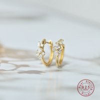 Fashionable Simple Zircon Hoop Earrings For Women 925 Sterling Silver Sparkling Huggie Earrings Engagement Jewelry Gifts