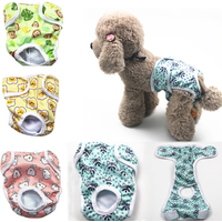 3pcs Set Washable Female Dog Physiological Pants Cute Cartoon Print Dog Diaper Underwear Dog Sanitary Panties Random Colors