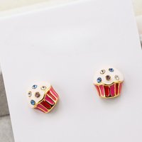 KS Fashion Jewelry Ice Cream Enamel Cupcake Stud Earrings for Women, Unique Cute and Sweet Accessories