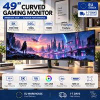Crua Gf490F 49 Inch Curved Gaming Monitor, 1500R Ultra Wide Pc Display, 5K 165Hz Dqhd 5120×1440P, Va Panel Freesync Computer Screen, HDMI 2.0, Vesa Wall Mount