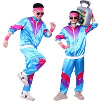 Tracksuit Costumes for Men 90s Hip Hop Shell Suit Costume Mens 80s Retro Tracksuit Jacket Disco Costume Windbreaker and Pants