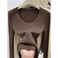 Zjaiss Solid Color O-neck Knitted Pullovers 2026 Women's Autumn Winter New Slim Fit Sweater Soft Warm Simple Base Layer Top