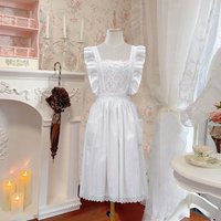 1pc Ins-style White Lace Apron Gardener and Florist Stain-resistant Waistband Artistic Retro and Fashionable White Smocks